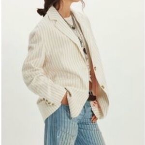 Free People Reggie Blazer Striped Cream Blazer for Women